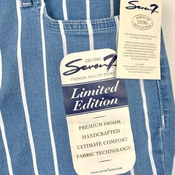 Seven7 Mid Rise Hollywood Skinny Cropped Pin-Striped Tie Waist Jeans NWT - Picture 4 of 7